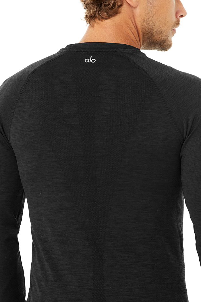 Alo Yoga Amplify Seamless Long Sleeve Herr Svarta | 7325168-AJ