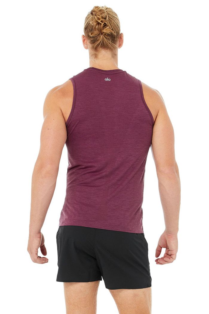 Alo Yoga Amplify Seamless Muscle Tank Tops Herr Röda | 7346910-HD