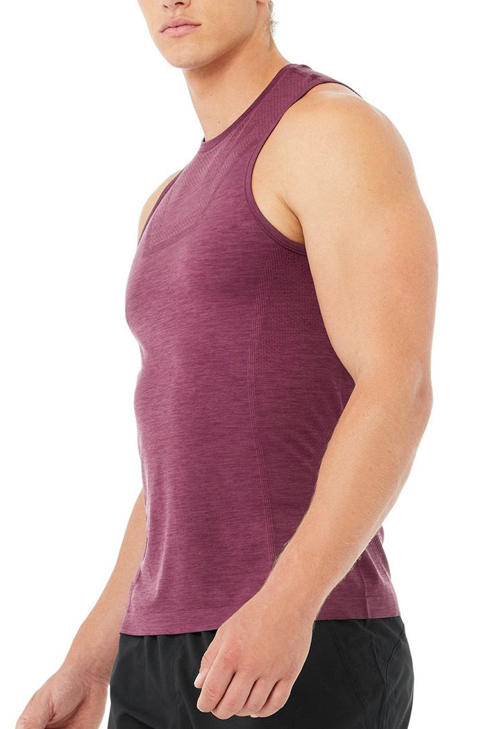 Alo Yoga Amplify Seamless Muscle Tank Tops Herr Röda | 7346910-HD