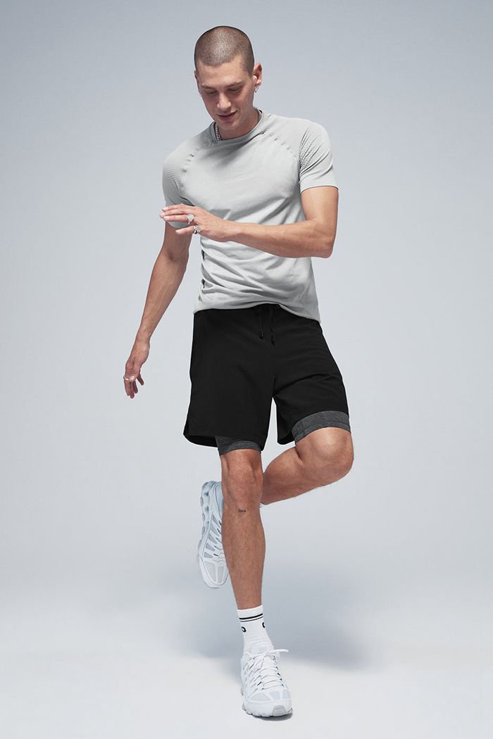 Alo Yoga Amplify Seamless Tee Short Sleeve Herr Grå | 1320698-PR