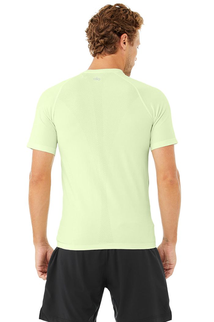 Alo Yoga Amplify Seamless Tee Short Sleeve Herr Gröna | 2074138-LO