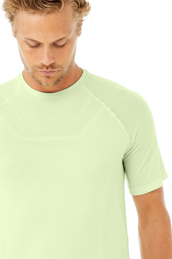 Alo Yoga Amplify Seamless Tee Short Sleeve Herr Gröna | 2074138-LO