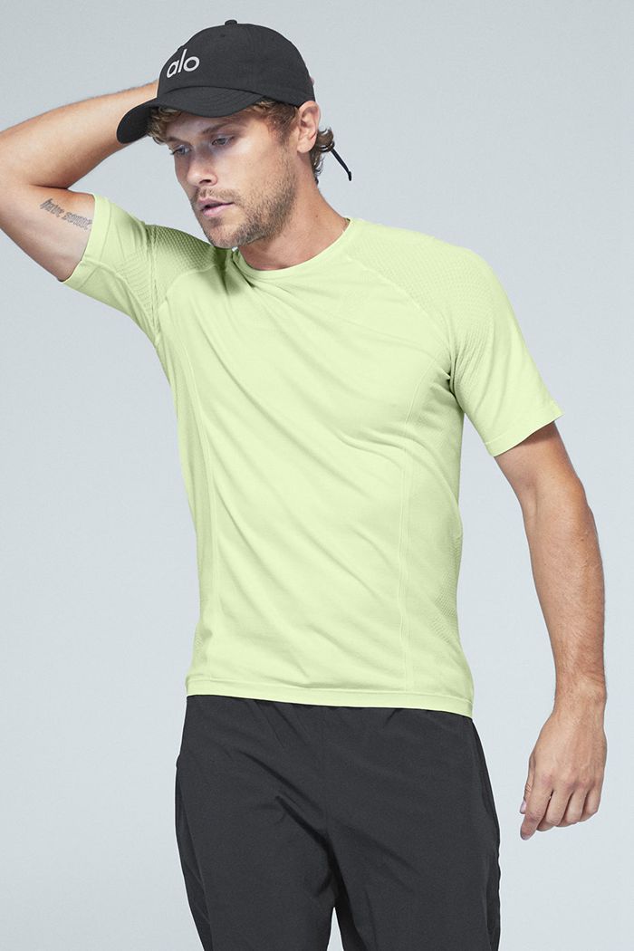 Alo Yoga Amplify Seamless Tee Short Sleeve Herr Gröna | 2074138-LO