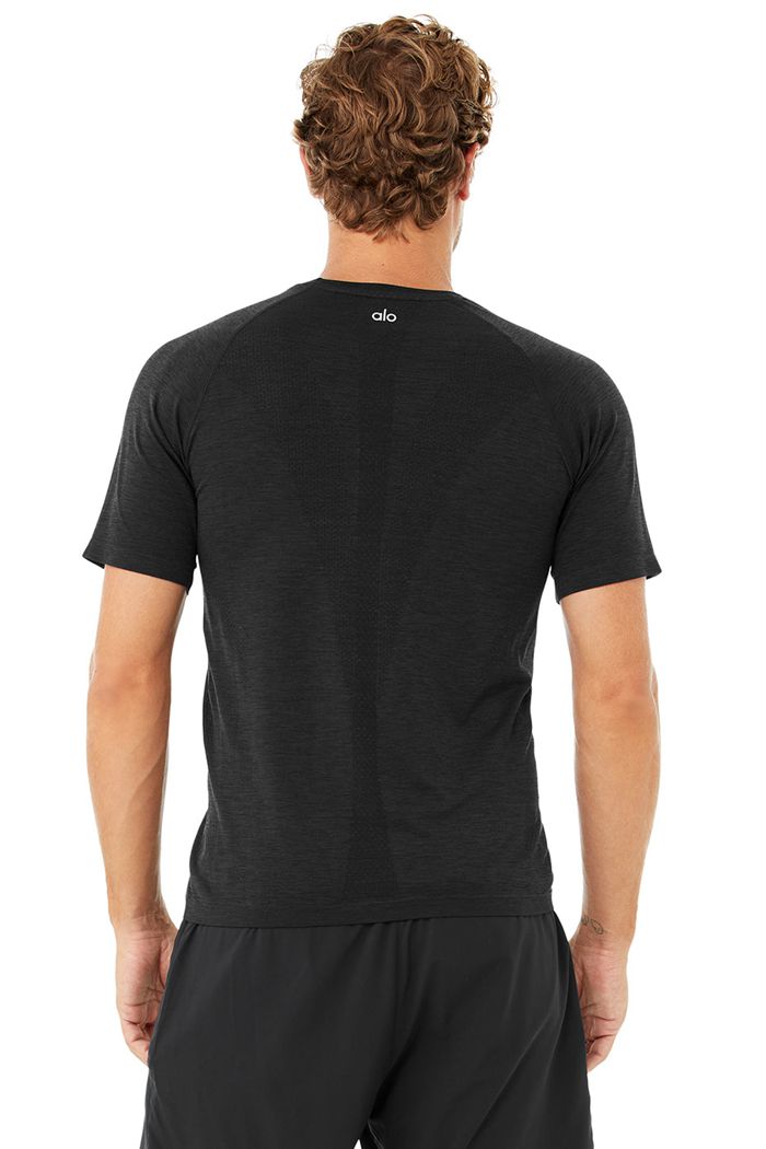 Alo Yoga Amplify Seamless Tee Short Sleeve Herr Svarta | 6238091-OA