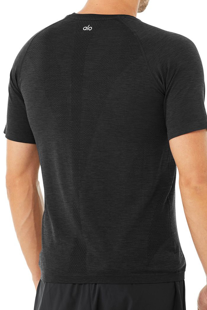 Alo Yoga Amplify Seamless Tee Short Sleeve Herr Svarta | 6238091-OA