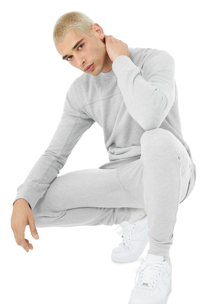 Alo Yoga Base Sweatshirt Long Sleeve Herr Grå | 4978130-KP