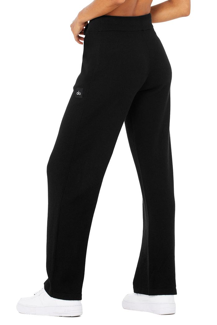 Alo Yoga Cashmere High-Midja Jet Set Breda Leg Byxor Dam Svarta | 3685924-BS