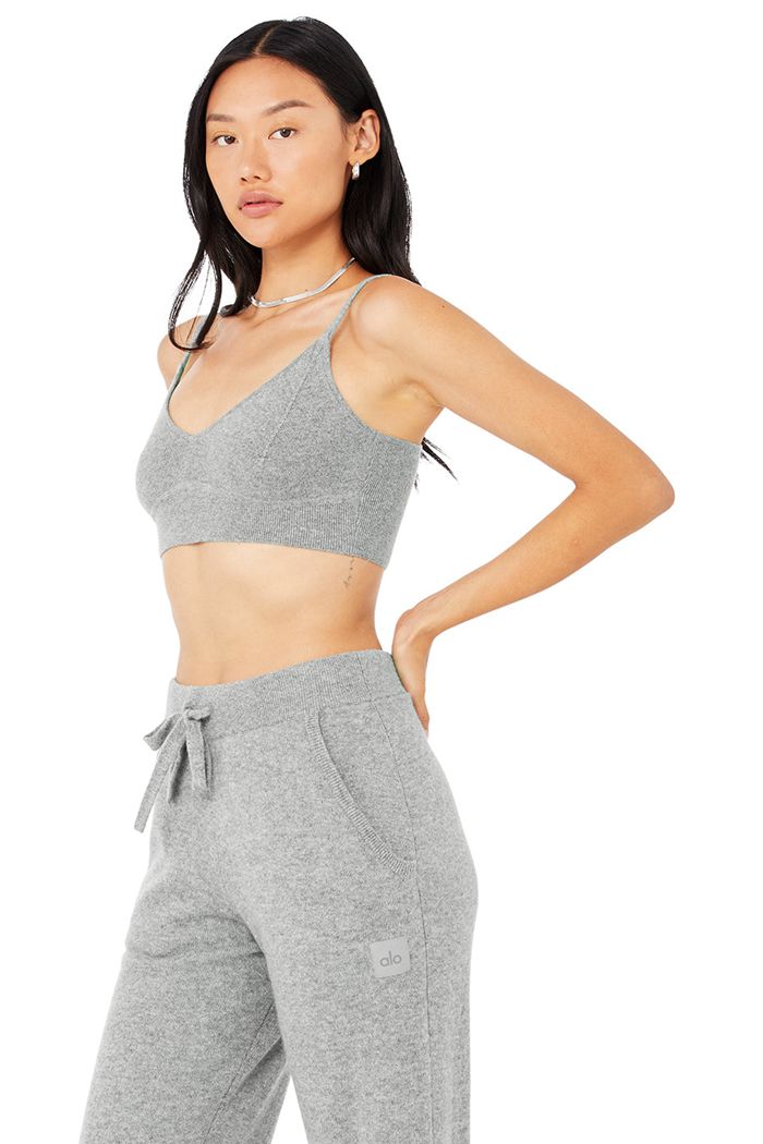 Alo Yoga Cashmere Jet Set BH Dam Grå | 3045671-RN