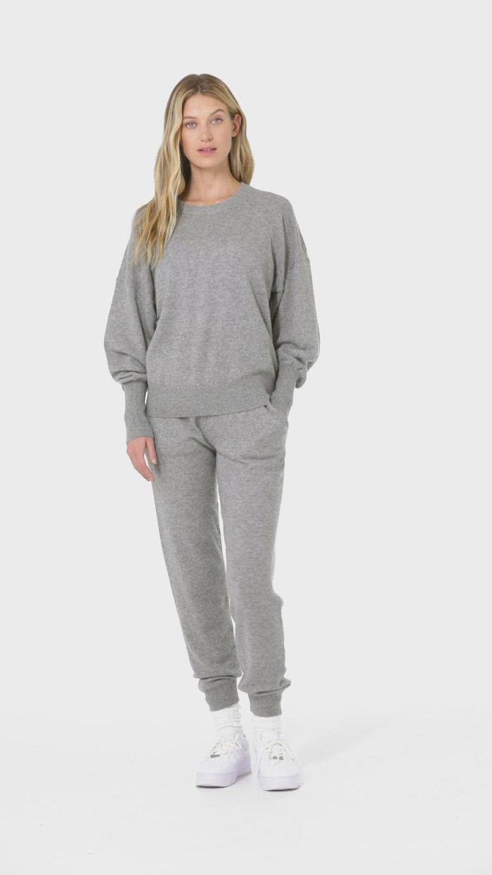 Alo Yoga Cashmere Jet Set Crew Long Sleeve Dam Grå | 1527039-QA