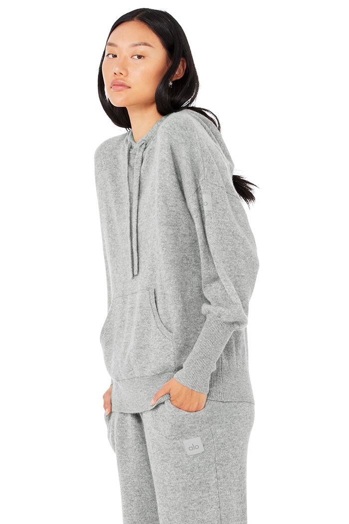 Alo Yoga Cashmere Jet Set Hoodie Dam Grå | 1920583-SI