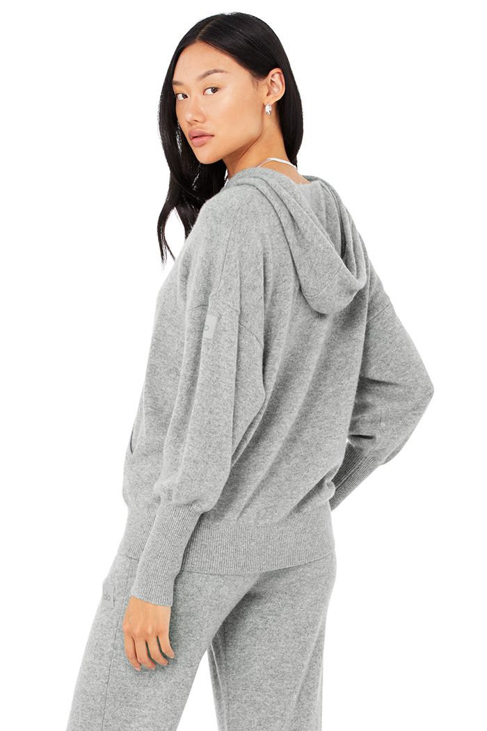 Alo Yoga Cashmere Jet Set Hoodie Dam Grå | 1920583-SI