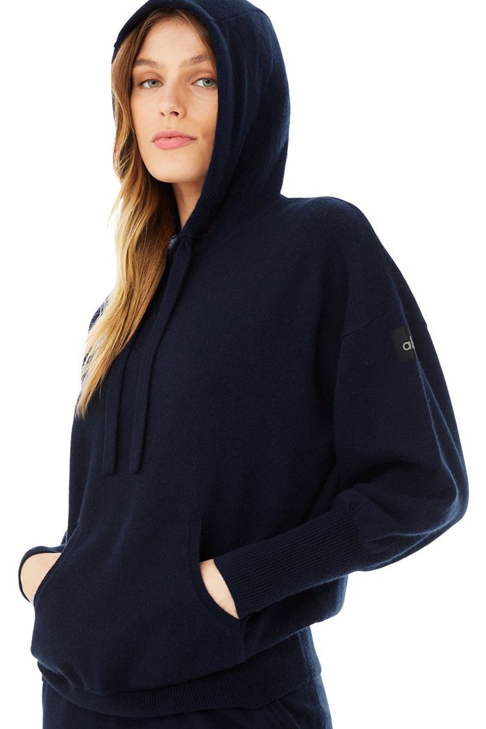 Alo Yoga Cashmere Jet Set Hoodie Dam Marinblå | 7603259-ND