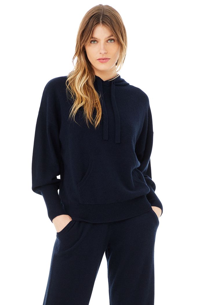 Alo Yoga Cashmere Jet Set Hoodie Dam Marinblå | 7603259-ND