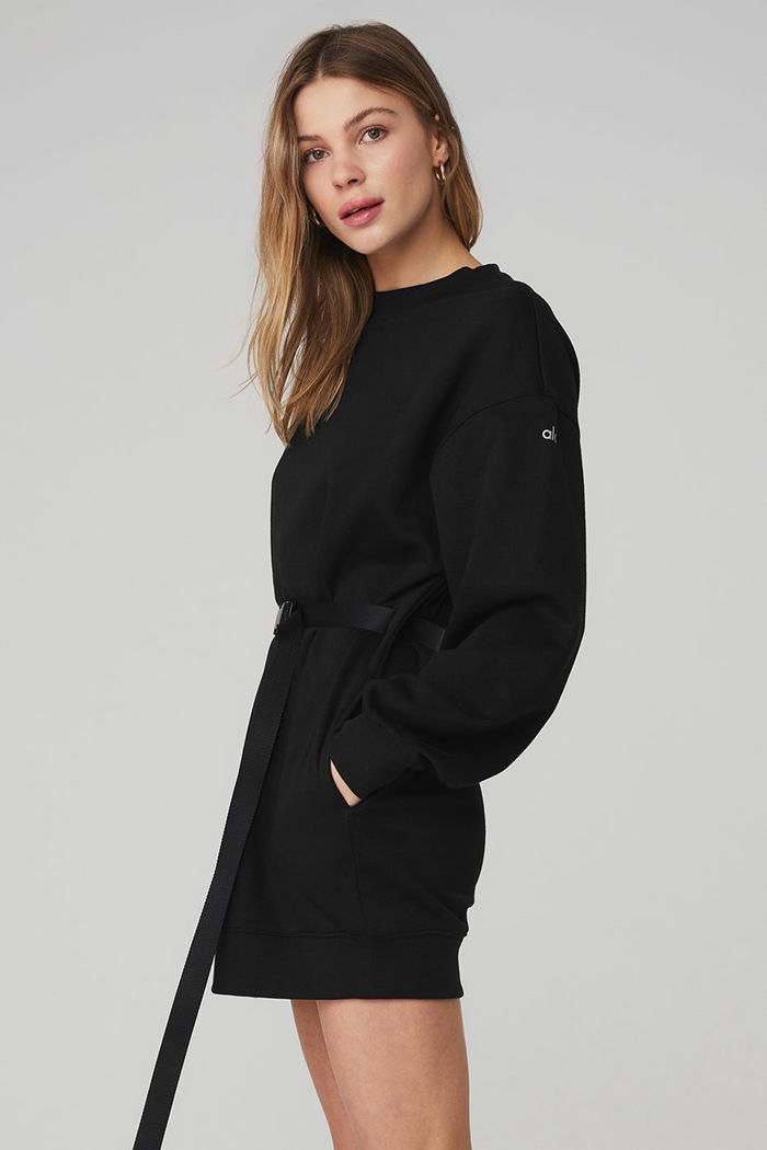 Alo Yoga Cityscape Sweatshirt Klänning Dam Svarta | 9736852-QT