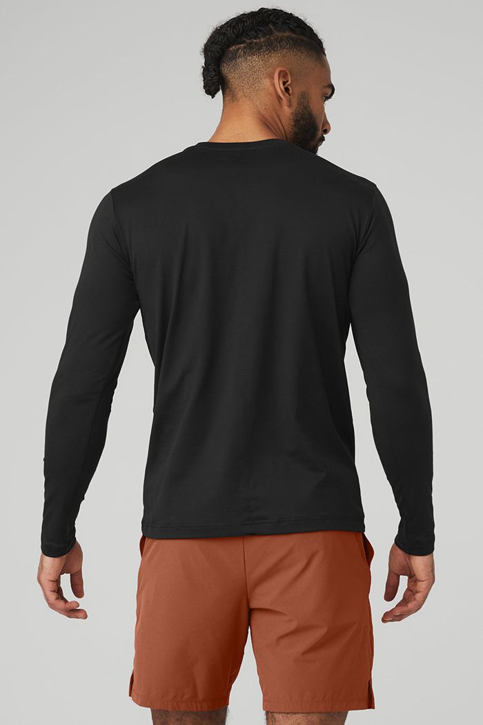 Alo Yoga Conquer Reform Crewneck Long Sleeve Herr Svarta | 2784561-JI