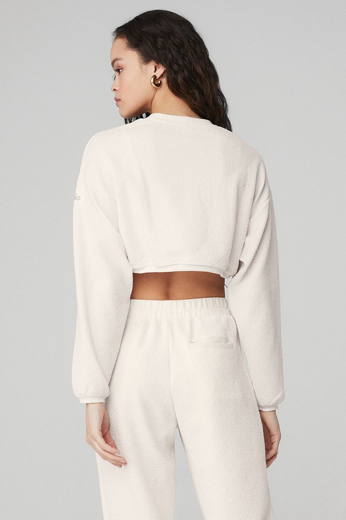 Alo Yoga Cropped Tailored Crew Neck Long Sleeve Dam Vita | 6325019-XF