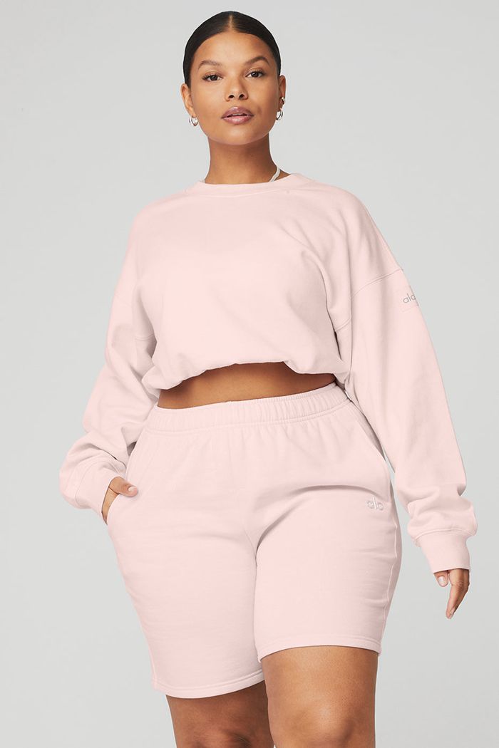 Alo Yoga Devotion Crew Neck Sweatshirt Dam Rosa | 1950836-RD