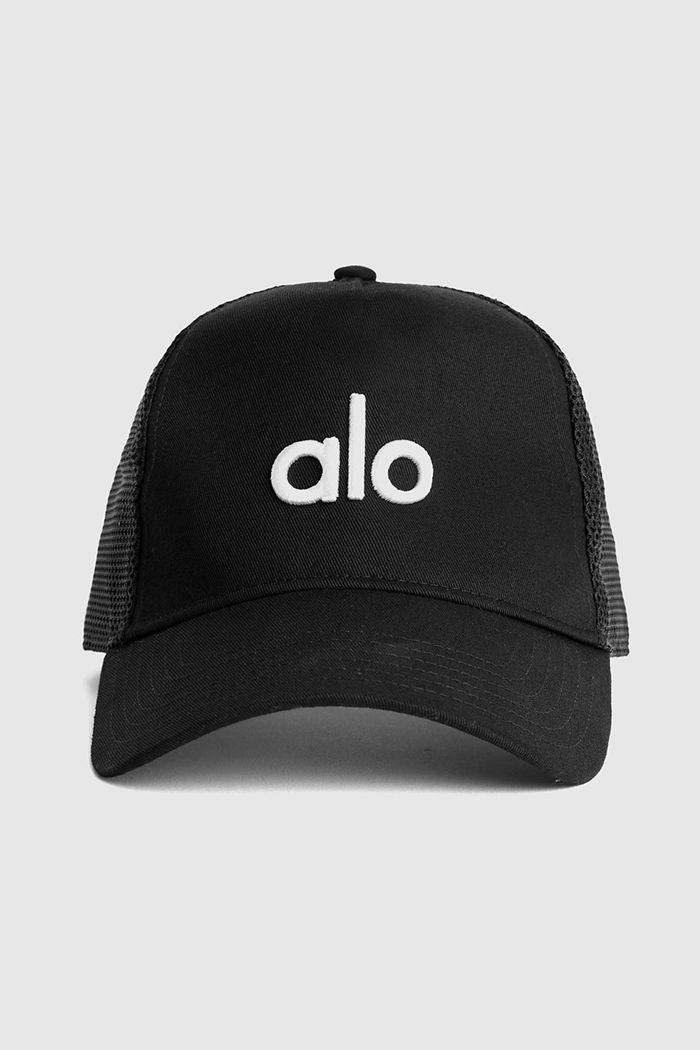 Alo Yoga District Trucker Hatt Herr Svarta Vita | 1286530-KI