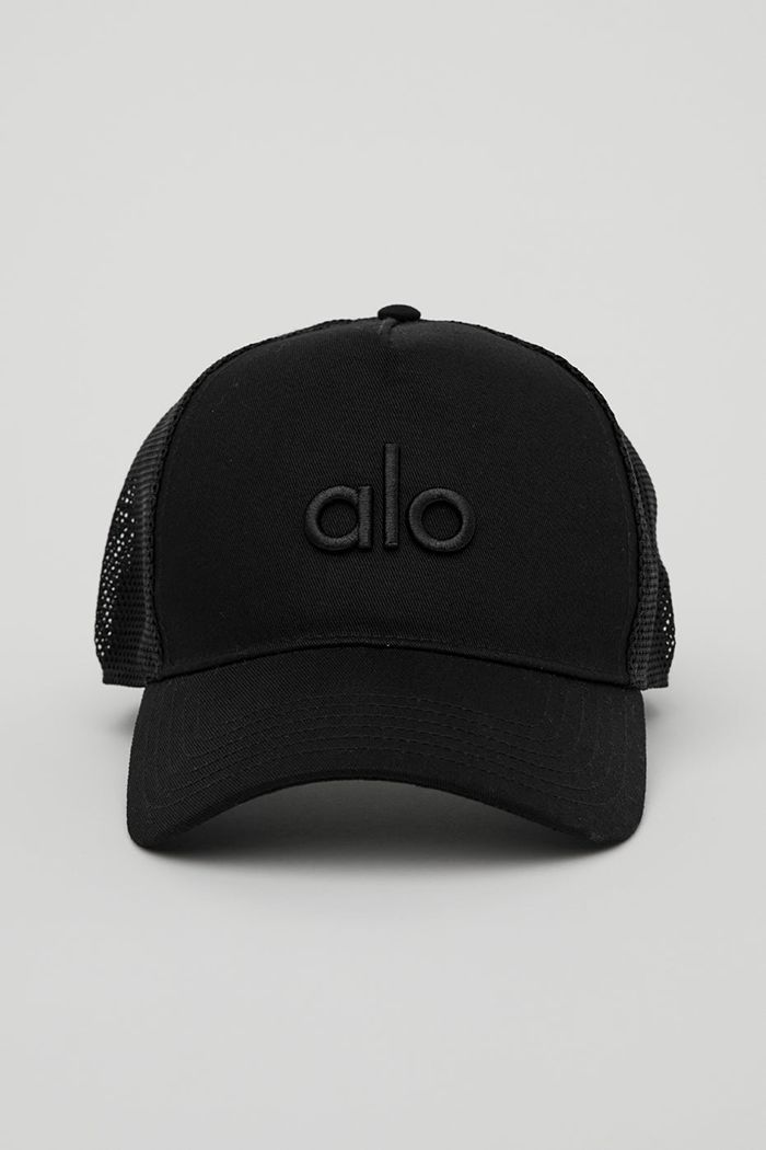 Alo Yoga District Trucker Hatt Herr Svarta | 7085142-BN