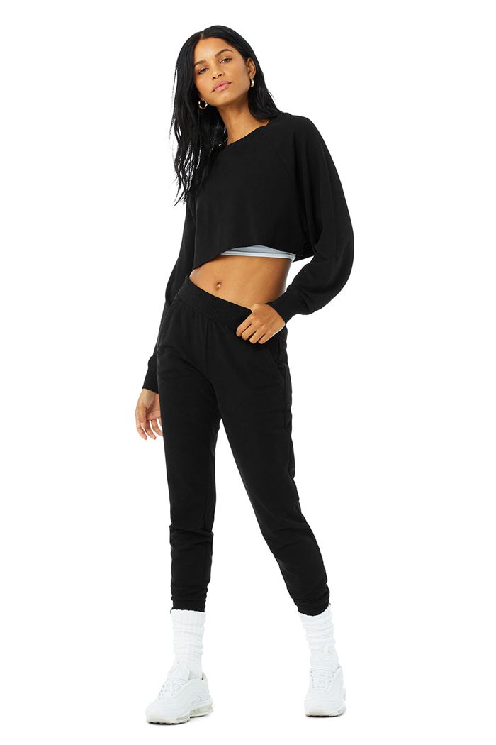 Alo Yoga Double Take Sweatshirt Dam Svarta | 1345276-VW