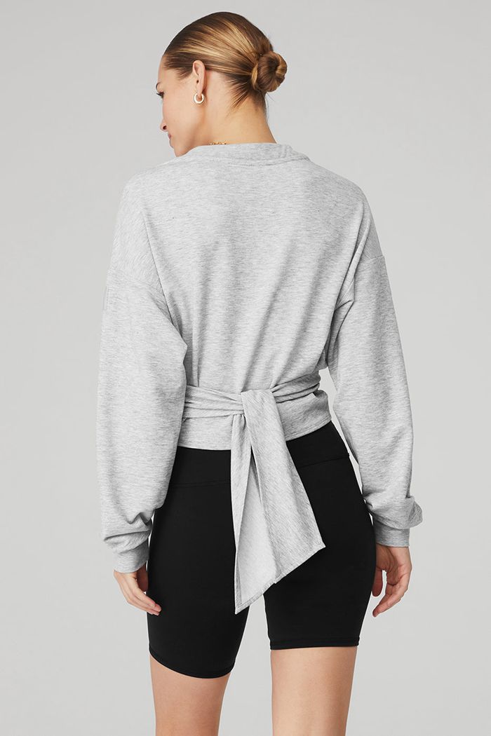 Alo Yoga Dreamy Wrap Sweatshirt Dam Grå | 7291486-ZO