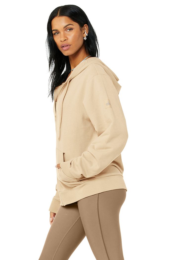 Alo Yoga Everyday Full Zip Hoodie Dam Bruna | 3061587-AG