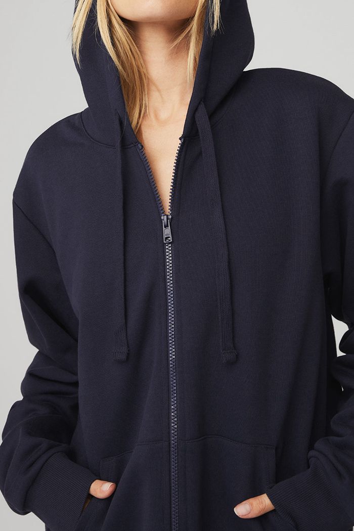 Alo Yoga Everyday Full Zip Hoodie Dam Svarta | 9504831-UV