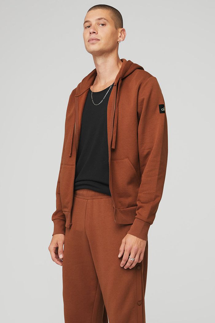 Alo Yoga Everyday Full Zip Hoodie Herr Röda | 3780591-RN