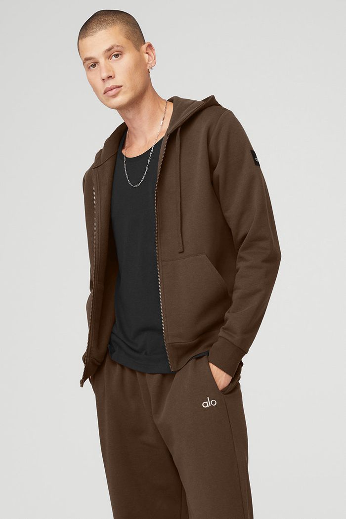 Alo Yoga Everyday Full Zip Hoodie Herr Svarta | 1564872-RW