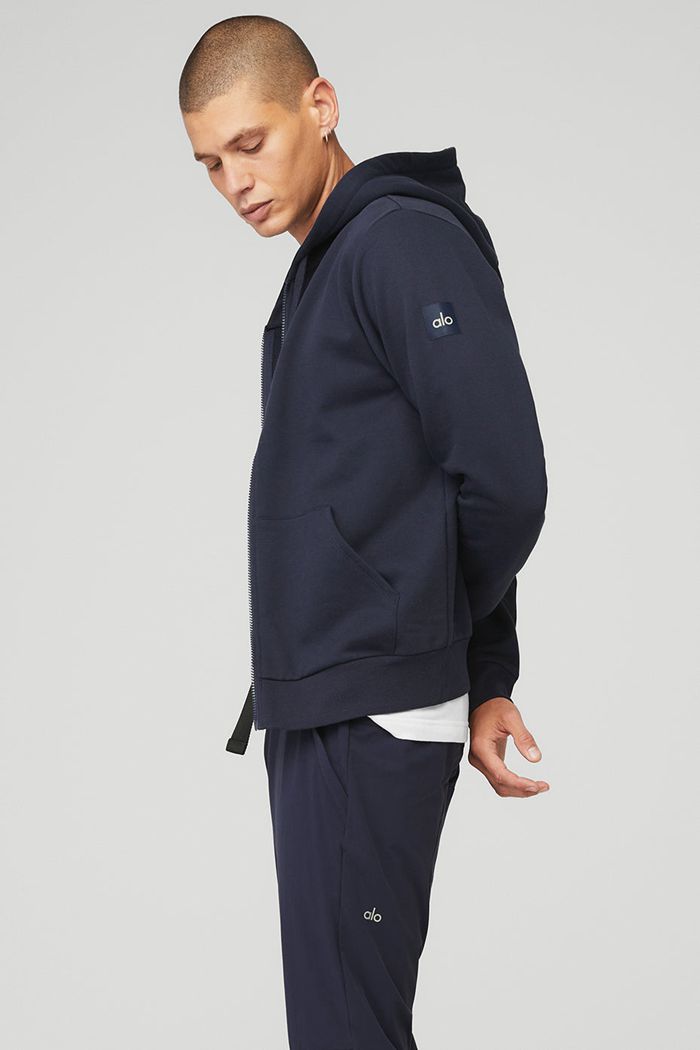 Alo Yoga Everyday Full Zip Hoodie Herr Svarta | 8342069-ZV