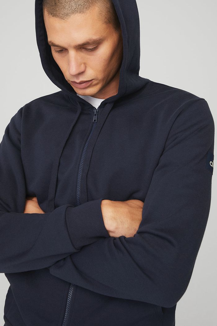 Alo Yoga Everyday Full Zip Hoodie Herr Svarta | 8342069-ZV