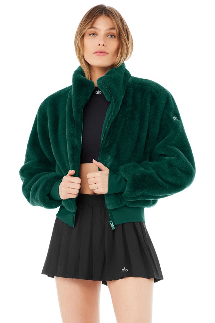 Alo Yoga Faux Fur Foxy Jacka Dam Mörkturkos | 1549637-UJ