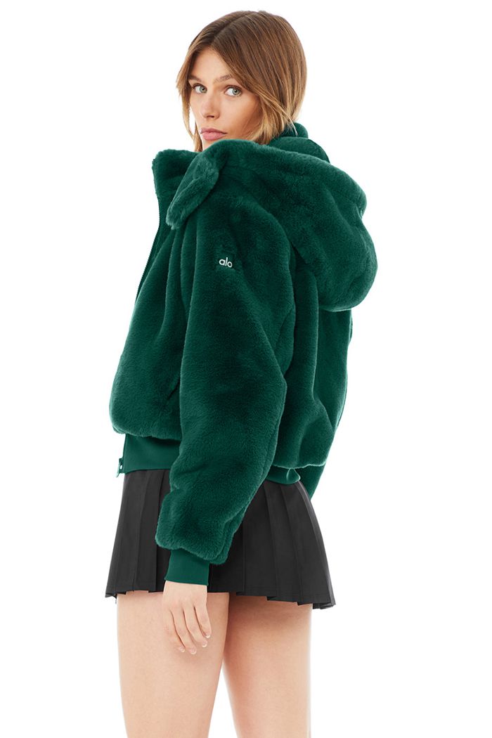 Alo Yoga Faux Fur Foxy Jacka Dam Mörkturkos | 1549637-UJ