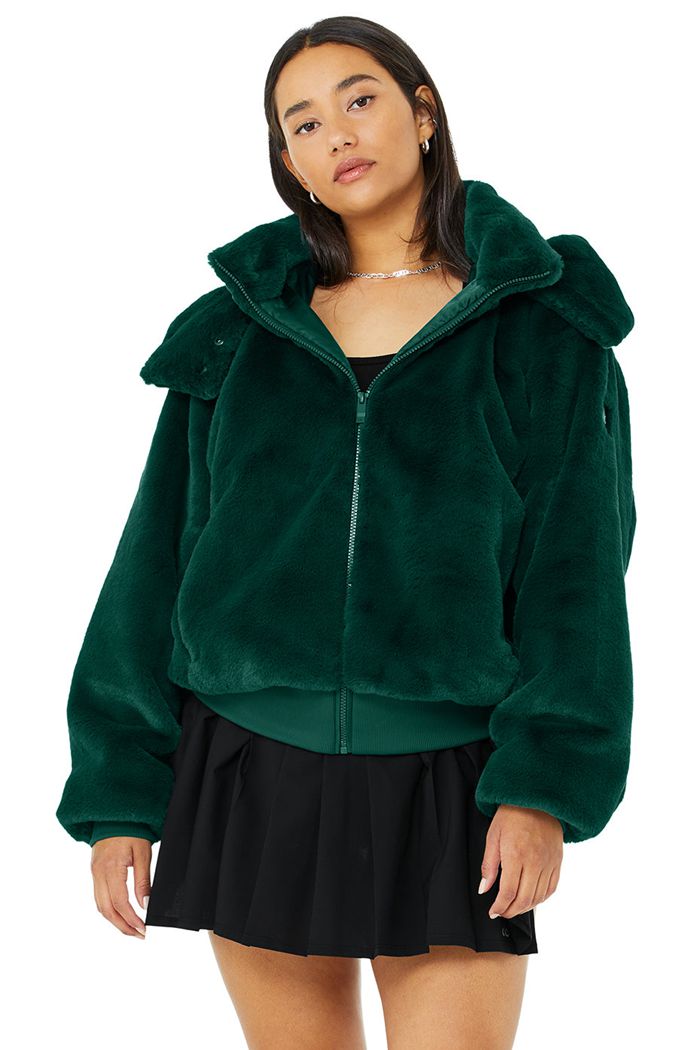 Alo Yoga Faux Fur Foxy Jacka Dam Mörkturkos | 1549637-UJ