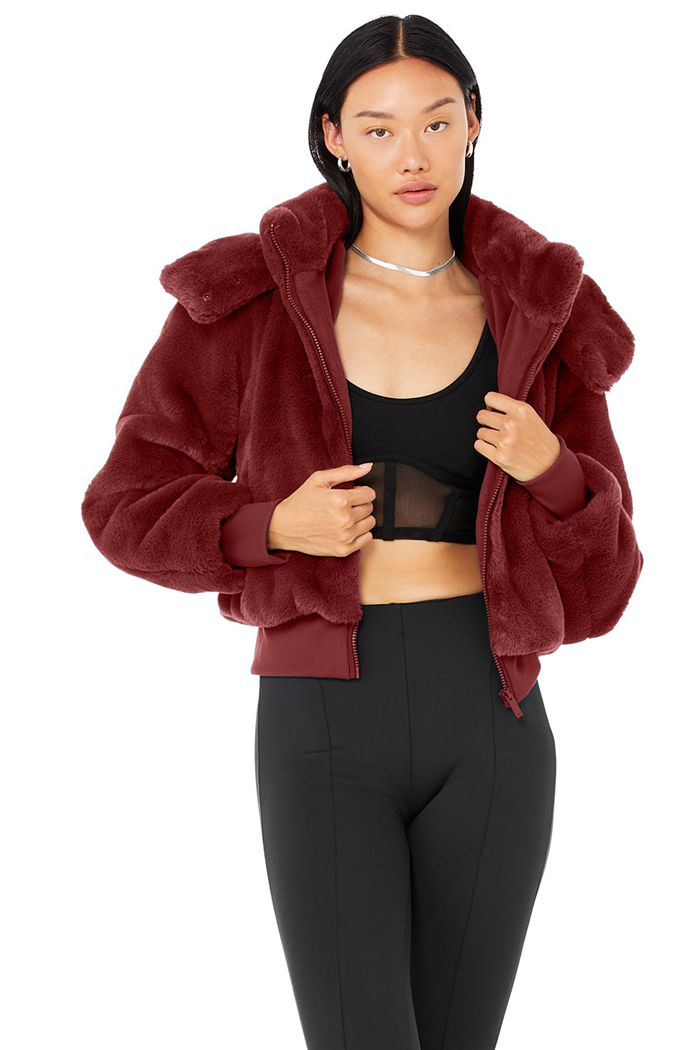 Alo Yoga Faux Fur Foxy Jacka Dam Röda | 8579204-YE