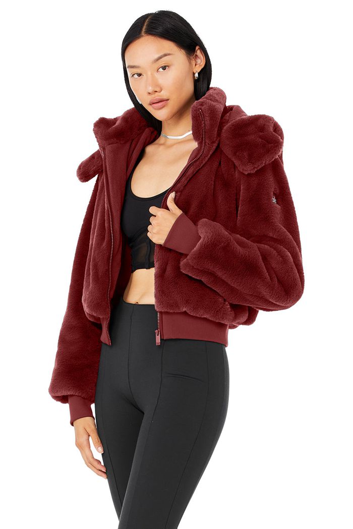 Alo Yoga Faux Fur Foxy Jacka Dam Röda | 8579204-YE