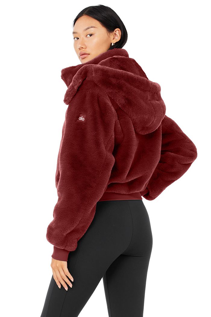 Alo Yoga Faux Fur Foxy Jacka Dam Röda | 8579204-YE