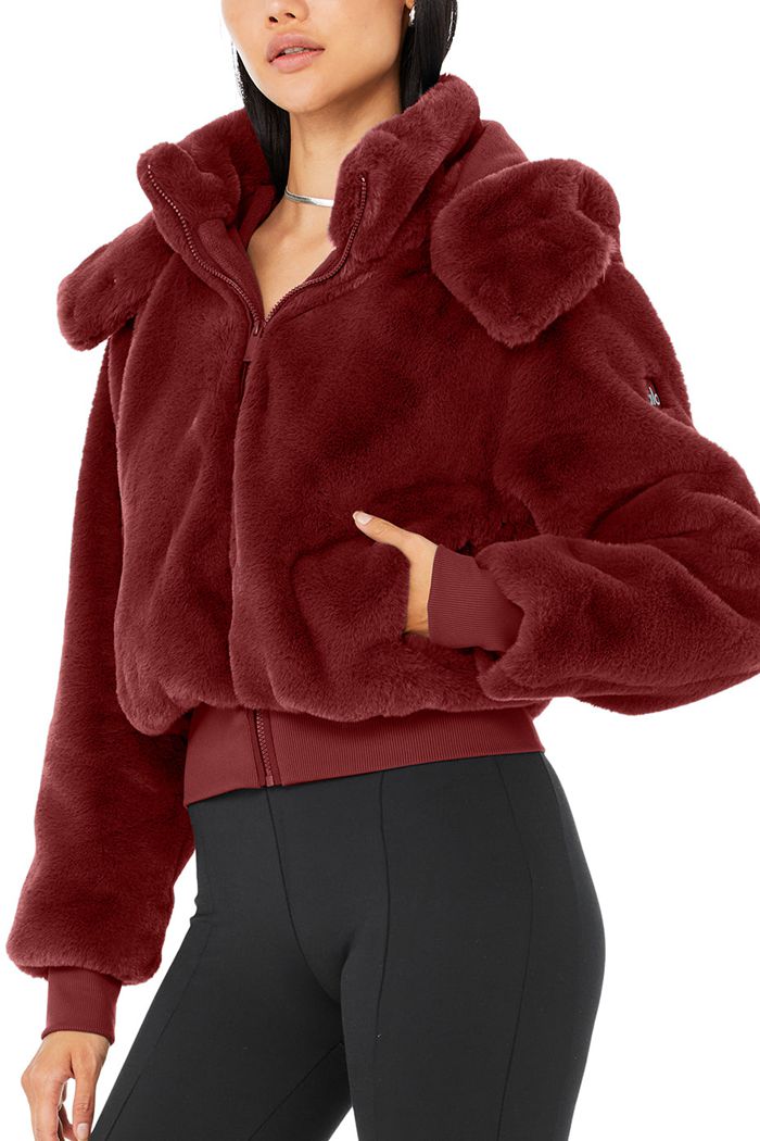 Alo Yoga Faux Fur Foxy Jacka Dam Röda | 8579204-YE