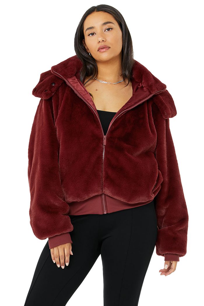 Alo Yoga Faux Fur Foxy Jacka Dam Röda | 8579204-YE