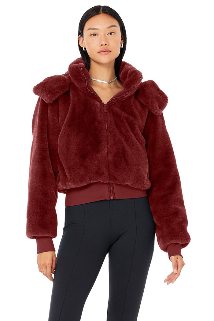 Alo Yoga Faux Fur Foxy Jacka Dam Röda | 8579204-YE