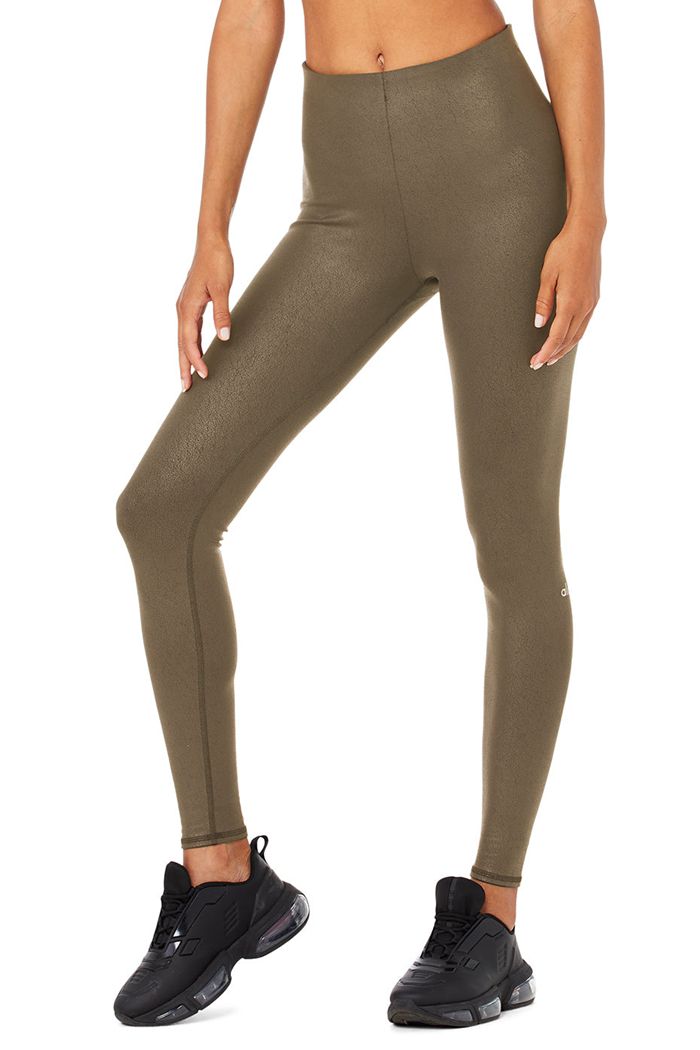 Alo Yoga Faux Läder Airbrush High-Midja Leggings Dam Bruna | 4853619-MO