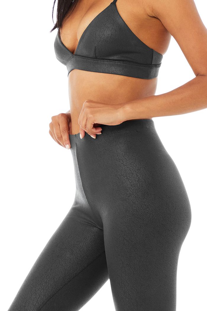 Alo Yoga Faux Läder Airbrush High-Midja Leggings Dam Svarta | 5962310-ZG