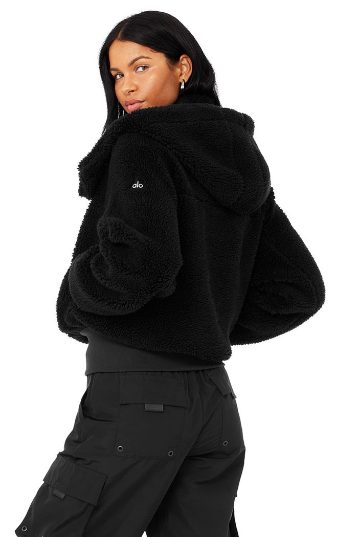 Alo Yoga Foxy Sherpa Jacka Dam Svarta | 6257480-GU