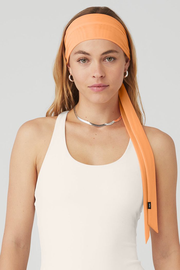 Alo Yoga Fresh Mesh Tie Pannband Dam Orange | 1247038-VY