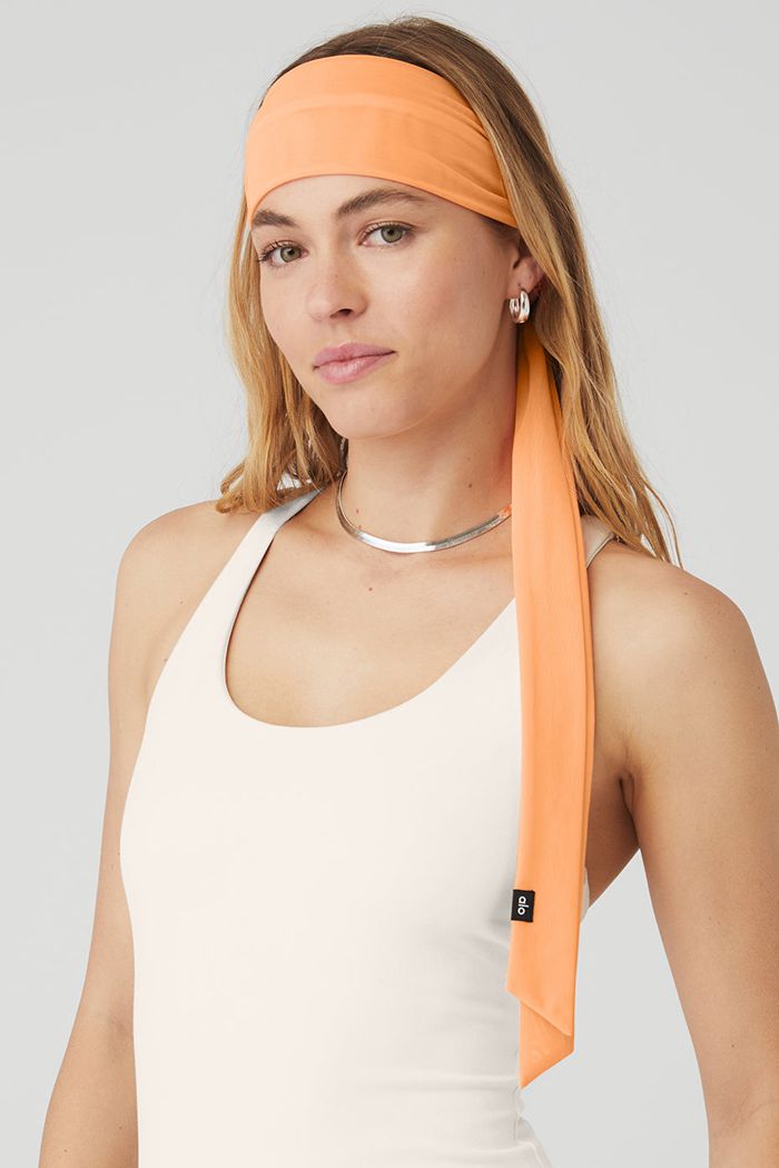 Alo Yoga Fresh Mesh Tie Pannband Dam Orange | 1247038-VY