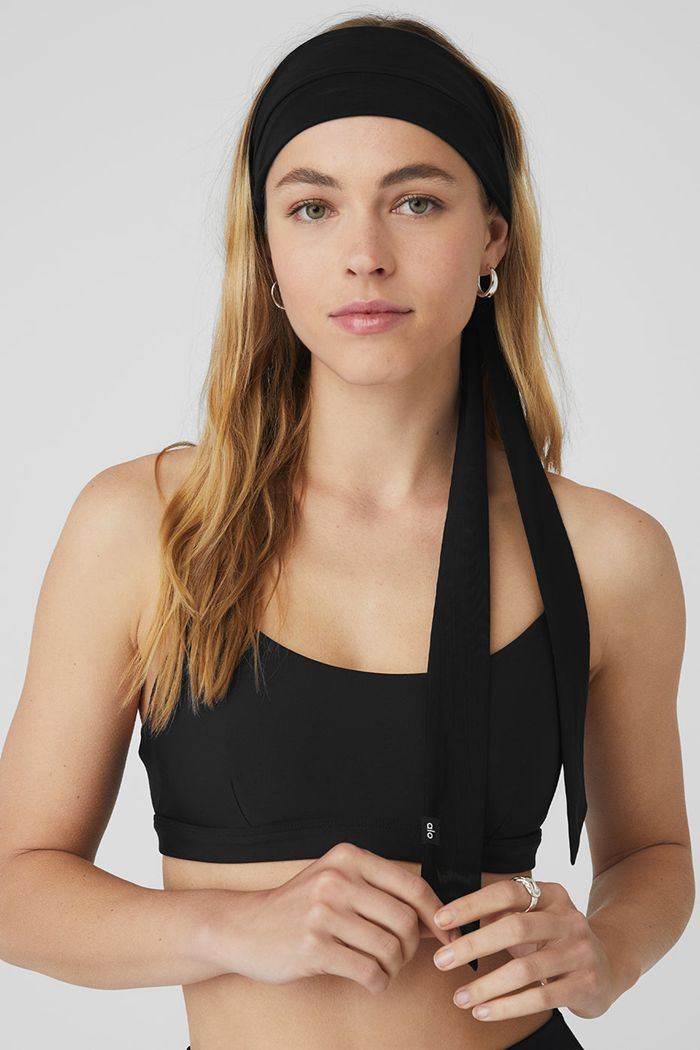 Alo Yoga Fresh Mesh Tie Pannband Dam Svarta | 3164927-ES