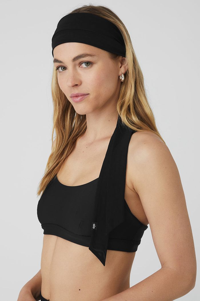 Alo Yoga Fresh Mesh Tie Pannband Dam Svarta | 3164927-ES