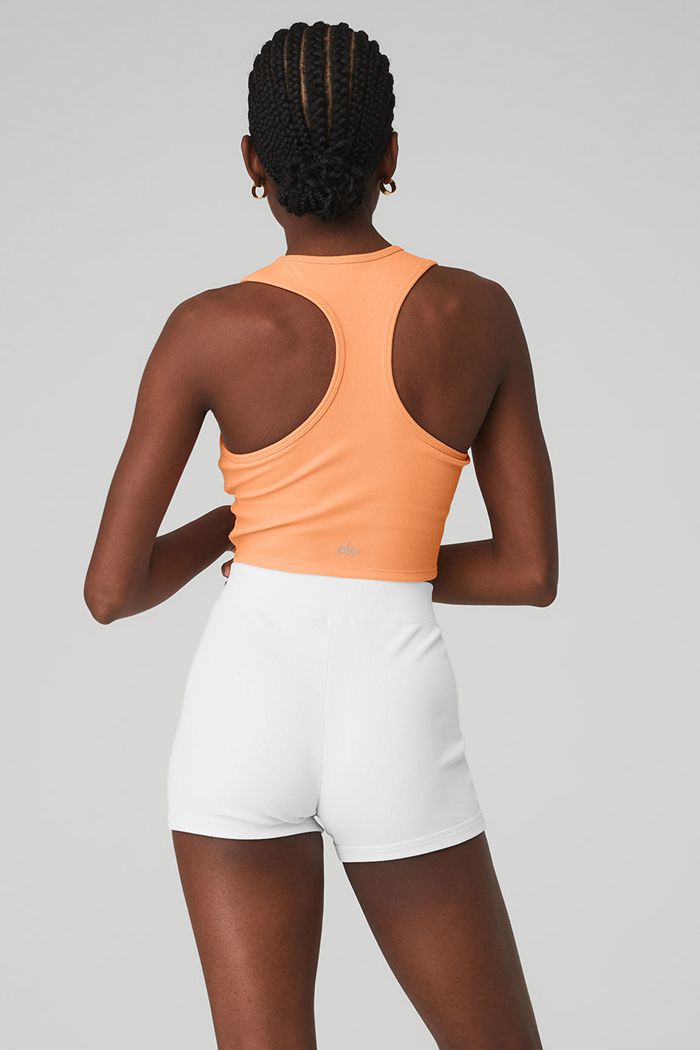 Alo Yoga Goddess Ribbed Cropped Racerback Tank Tops Dam Orange | 2498067-WS