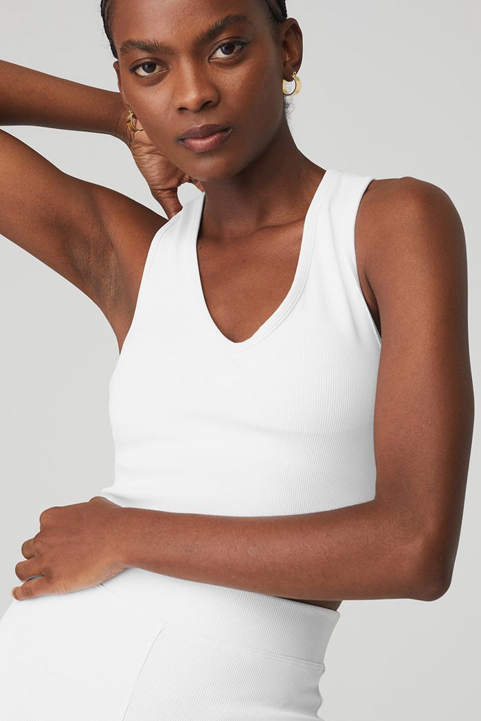 Alo Yoga Goddess Ribbed Cropped Racerback Tank Tops Dam Vita | 6543078-BH