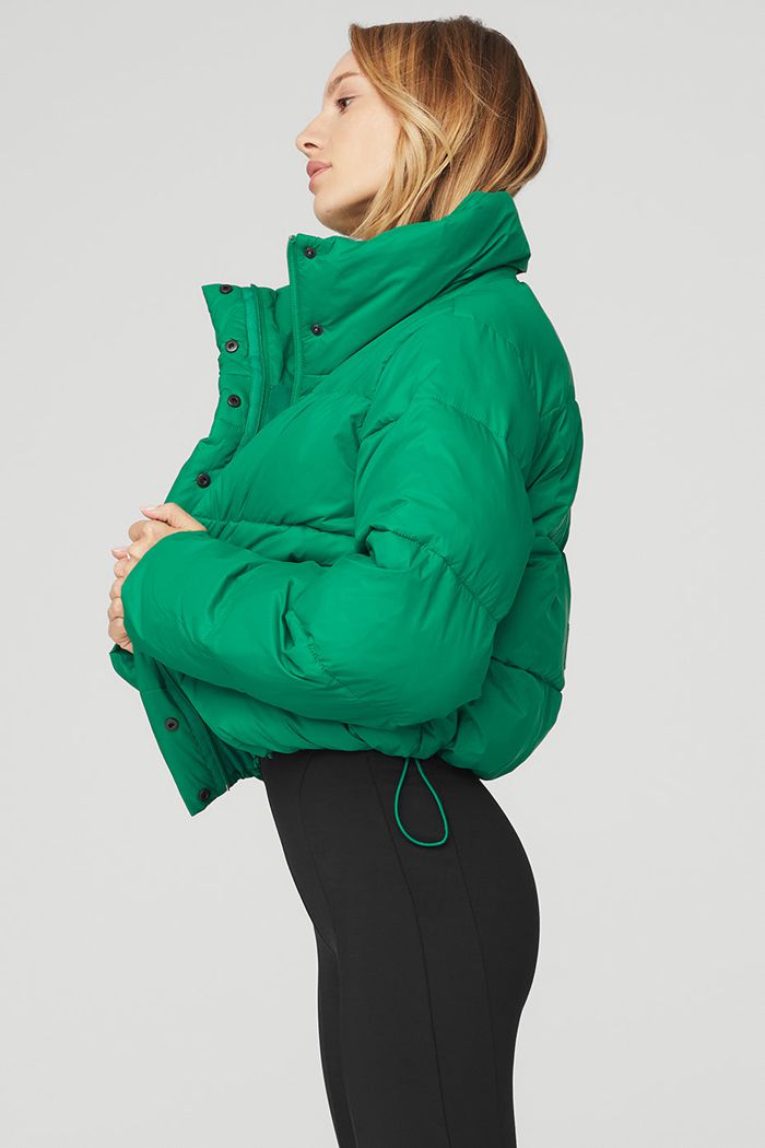 Alo Yoga Gold Rush Puffer Jacka Dam Gröna Turkos | 4697130-MO